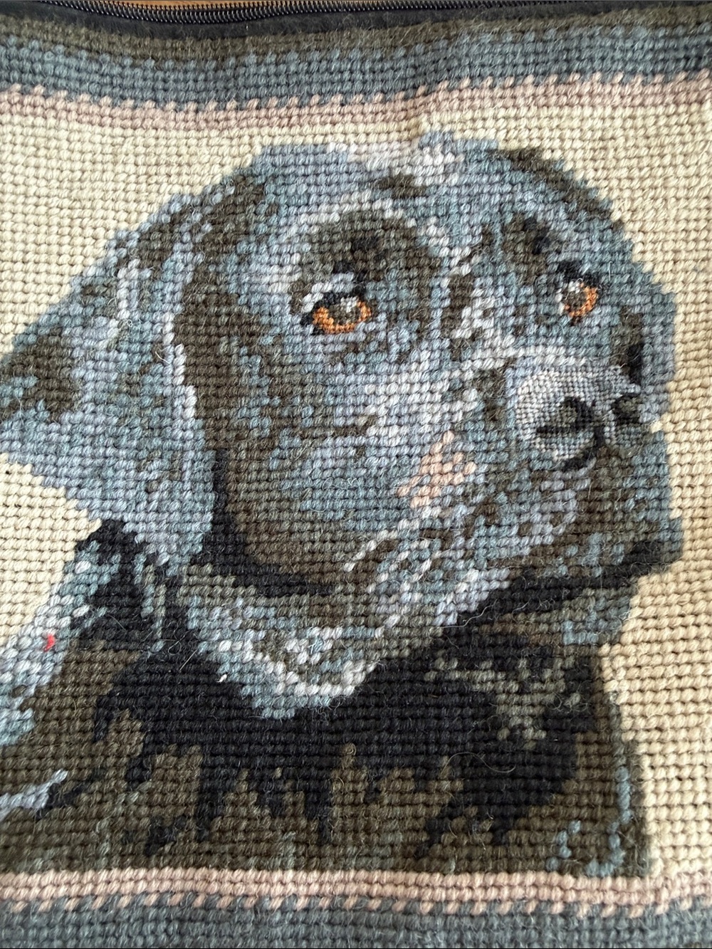 Black Labrador Needlepoint Tapestry Crossbody Purse Dog Handbag